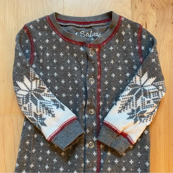 PJ Salvage Christmas PJ Snap Onesie 6-12 Months - Picture 2 of 9